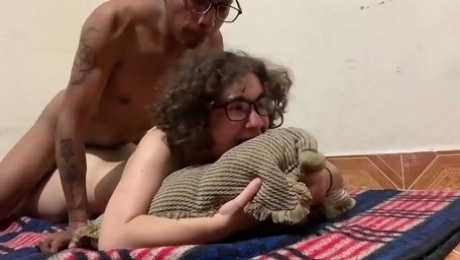 Plump Curly MILF Gets Her Asshole Pounded By a Horny Asian In the Prone-bone Position