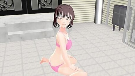Toyota Nono Animation Girl Shakes Her Big Tits With Pink Bikini.hentai