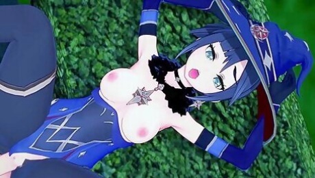 Witch In A Mona Hat Fucked Between Tits In The Park, Porn Cartoon Genshin Impact