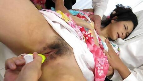 Kimono Lady Ako Nishino gets a gang of men to fuck her - JapanHDV