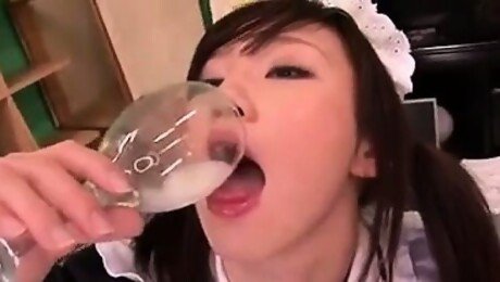 Japanese Maid Swallowing Cum