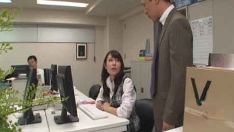Dirty boss makes Imai Mayumi wet and fucks her sweet pink taco