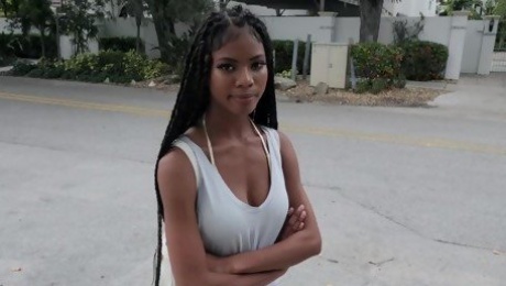 Ebony agrees to fuck and pose nude for the right sum