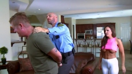 Girl with sexy booty fucked by cop and made to swallow