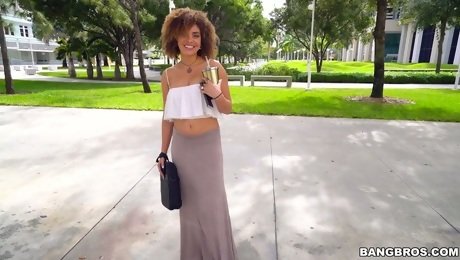 Fine dark skin young babe picked up in thefor wild sex