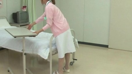 Hot Japanese Nurse getsed at hospital bed by a horny patient!