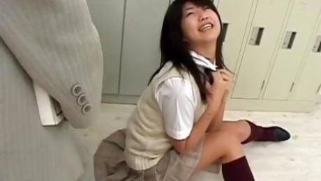 Rin has cunt rubbed through white panties and fucked by stiff cock