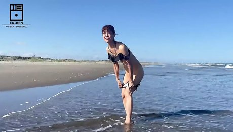 Strip and Naked dance on the beach,She loves utterly stark naked.