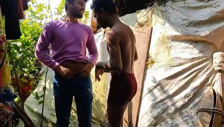 Two college boys are parking their car and taking bath in cold water in the village - Indian Gay Movies In Hindi
