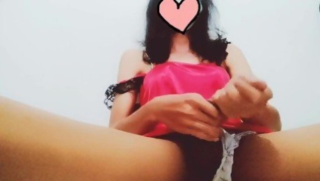 Skinny Asian Shemale Jerk Off and Cum Twice