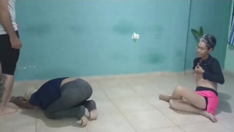 stepdad fucks his stepdaughter while doing yoga