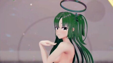 Yuuka Blue Archive Hentai Undress Dance Teddy BearGirl MMD 3D Dark Green Hair