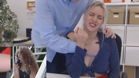 Secretary Tiffany gets groped by boss on - point-of-view