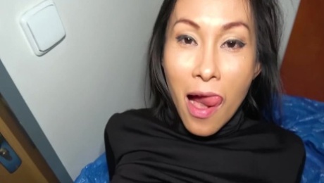 Skinny Asian teen Suzie Q gets fucked in WC